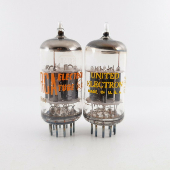 2 X 5814 TUBE. RCA / UNITED BRANDED. BLACK PLATES.1960s-70s PROD. CU  ENA