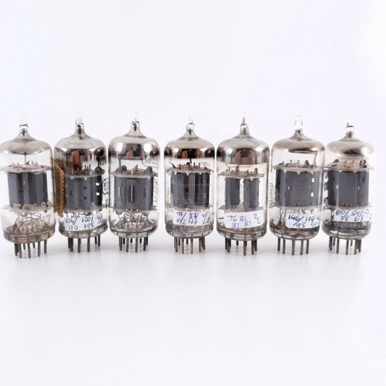 7 X ECC82 /12AU7 TUBE. 1960s PRODUCTION. COPPER RODS. AF  ENA