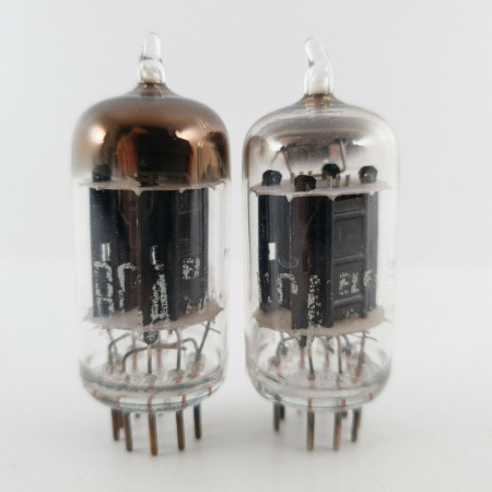 2 X 12AU7 RCA TUBE. 17MM BLACK PLATES. TILTED GETTER. NO LOGO. 1950s.  CU  ENA