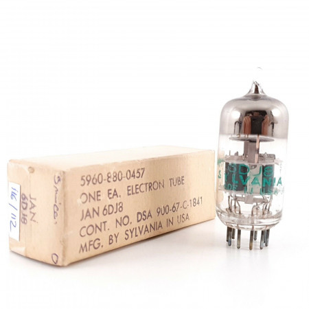 1 X 6DJ8 / ECC88 SYLVANIA TUBE. 1960s PRODUCTION. NOS/NIB 116/112%. CH139