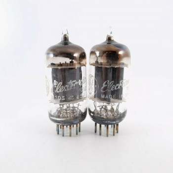 2 X 12AU7 GE TUBE. D-G. 1960 PRODUCTION. 17MM PLATES. MATCHED PAIR. CQ  ENA 2