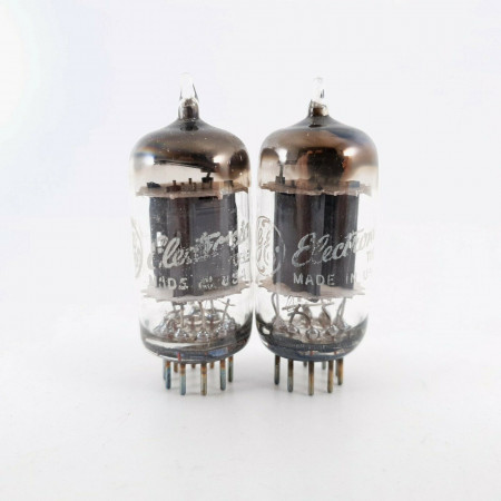 2 X 12AU7 GE TUBE. D-G. 1960 PRODUCTION. 17MM PLATES. MATCHED PAIR. CQ  ENA