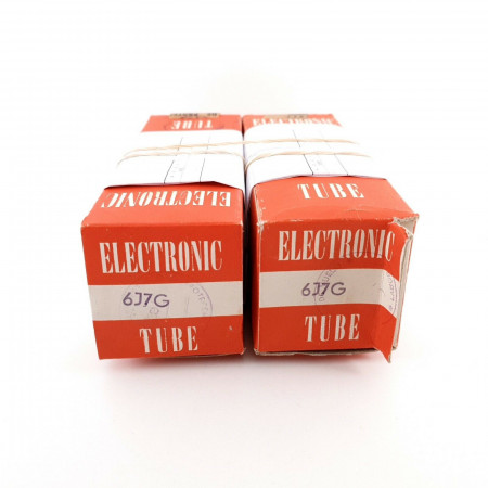 2 X 6J7G TUNGSRAM TUBE. BLACK PLATES. 1950s. 110/116% MATCHED PAIR. CG  ENA