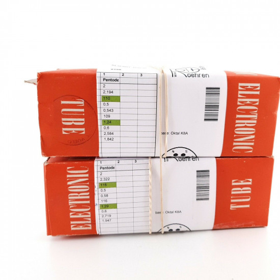 2 X 6J7G TUNGSRAM TUBE. BLACK PLATES. 1950s. 110/116% MATCHED PAIR. CG  ENA