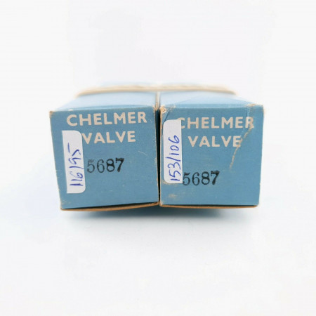 2 X 5687 TUBE. CHELMER. BLACK PLATES. CJ  ENA