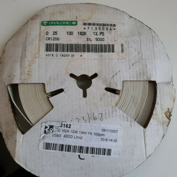 10 x 162K 1/4W 1% 100PPM SMD DRALORIC RESISTOR. CA391U2500F050721