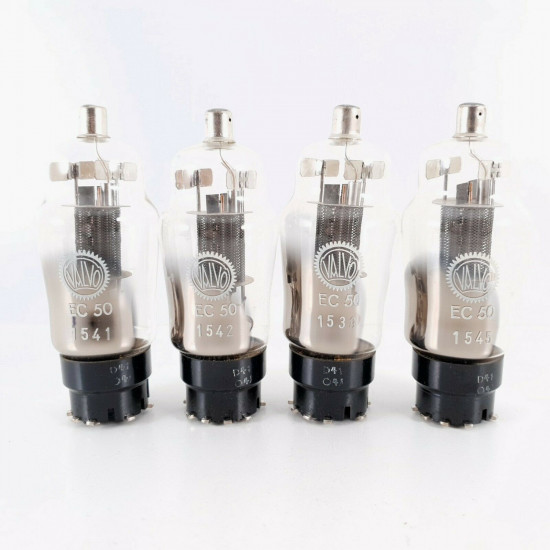 4 X EC50 VALVO TUBE. HALO GETTER. BLACK MESH PLATES. 1950s. CQ  ENA