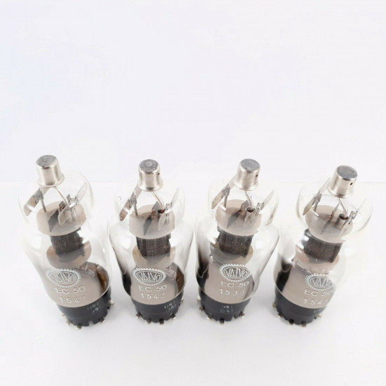 4 X EC50 VALVO TUBE. HALO GETTER. BLACK MESH PLATES. 1950s. CQ  ENA