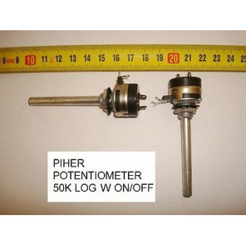 POTENCIOMETRO CARBON. CARBON PIHER POTENTIOMETER. 50K LOG C/I W ON/OFF A156