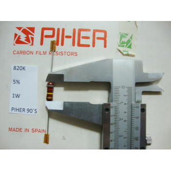 VINTAGE PIHER RESISTOR. 1W 820K 5% *1 PC* NEW ORIGINAL 1990+ C775