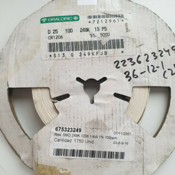 10 x 249K 1/4W 1% 100PPM SMD DRALORIC RESISTOR. CA391U1500F060721