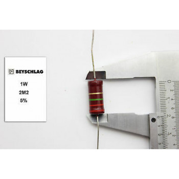 VINTAGE BEYSCHLAG RESISTOR. 1W 2M2 5% *1 PC* NOS (New Old Stock)