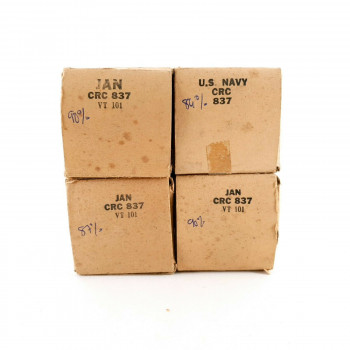 4 X JAN CRC 837 / VT-101 TUBE. RCA BRAND. BLACK PLATES. 1944 PRODUCTION. CD  ENA
