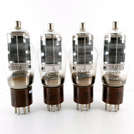 4 X JAN CRC 837 / VT-101 TUBE. RCA BRAND. BLACK PLATES. 1944 PRODUCTION. CD  ENA