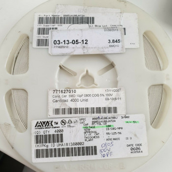 10 x 10pF 100V 5% SMD CERAMIC AVX CAPACITOR. CA391U3800F060721