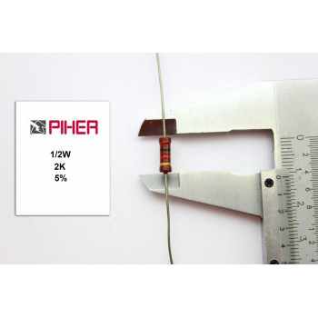 VINTAGE PIHER RESISTOR. 1/2W 2K 5% *1 PC* NOS (New Old Stock)1970´S+