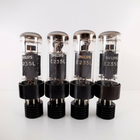 4 X E235L PHILIPS TUBE. BLACK PLATES. SQ. 1950s PROD. MATCHED QUAD. CZ  ENA