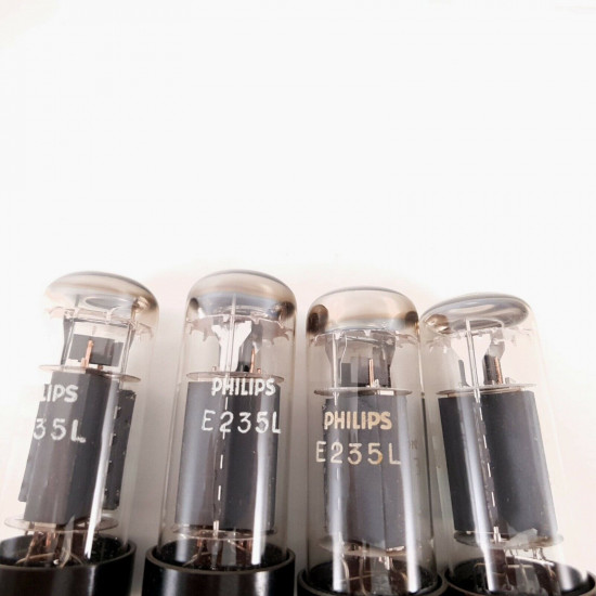 4 X E235L PHILIPS TUBE. BLACK PLATES. SQ. 1950s PROD. MATCHED QUAD. CZ  ENA