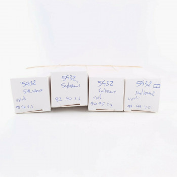 4 X JAN CHS 5932 SYLVANIA TUBE. BLACK PLATES. MATCHED TRIO + 1 TUBE CD  ENA