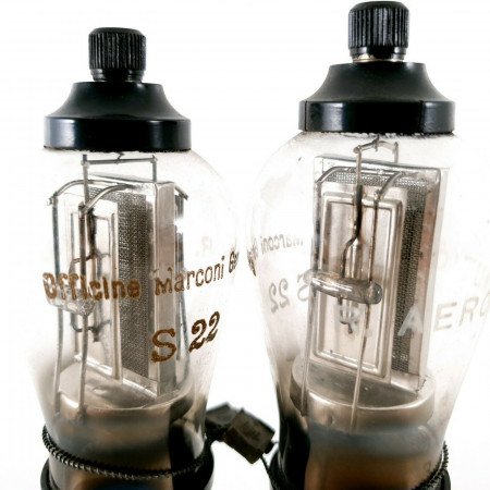 2 X S22 TUBE. MARCONI BRAND. R. AERONAUTICA. CHROME PLATES. CE  ENA