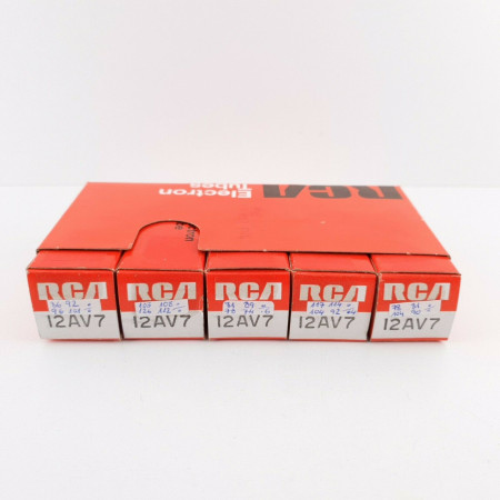 5 X 12AV7 RCA TUBE. BLACK PLATES. COPPER RODS. RED LOGO. CU  ENA