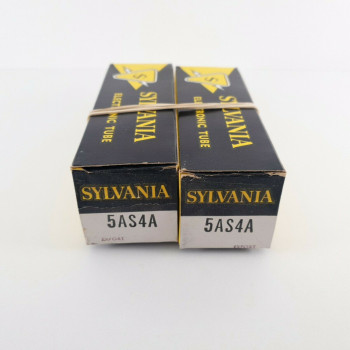 2 X 5AS4A SYLVANIA TUBE. 1960s PRODUCTION. BLACK PLATES. CV  ENA