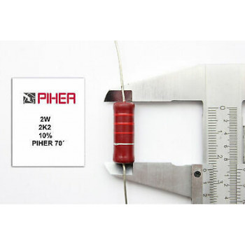 VINTAGE PIHER RESISTOR. 2W 2K2 10% *1PC* NEW ORIGINAL+ 1970s