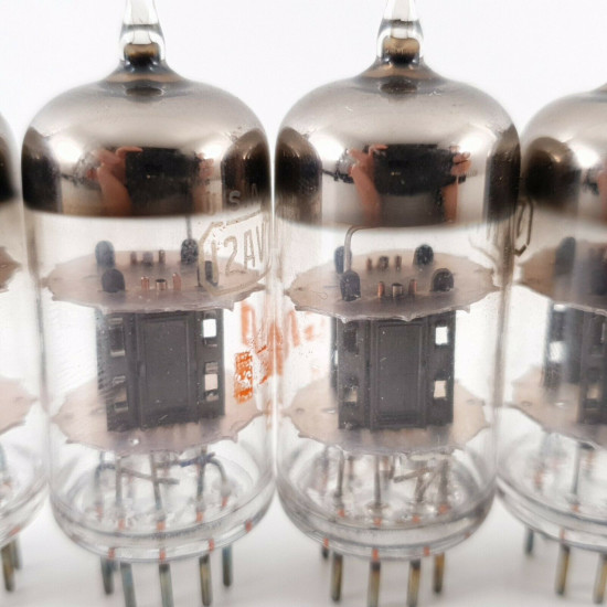 5 X 12AV7 RCA TUBE. BLACK PLATES. COPPER RODS. RED LOGO. CU  ENA