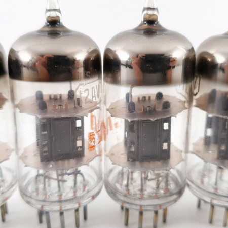 5 X 12AV7 RCA TUBE. BLACK PLATES. COPPER RODS. RED LOGO. CU  ENA