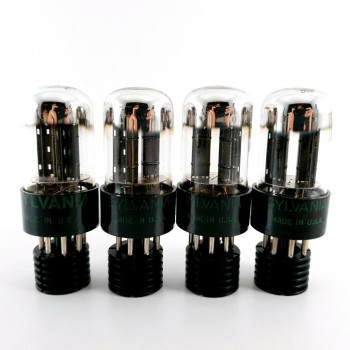 4 X 6SN7GTB TUBE. SYLVANIA BRAND. CHROME TOP. ROTATED BLACK PLATES. CF  ENA 2