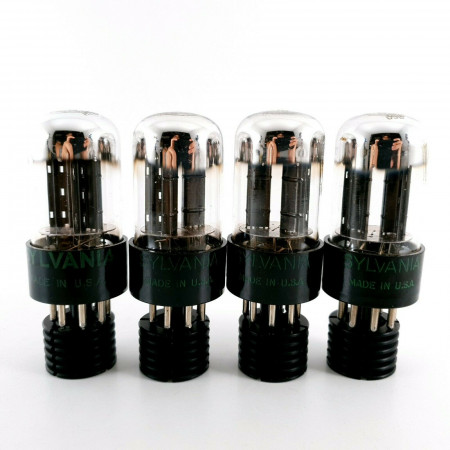 4 X 6SN7GTB TUBE. SYLVANIA BRAND. CHROME TOP. ROTATED BLACK PLATES. CF  ENA
