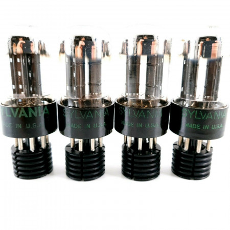 4 X 6SN7GTB TUBE. SYLVANIA BRAND. CHROME TOP. ROTATED BLACK PLATES. CF  ENA