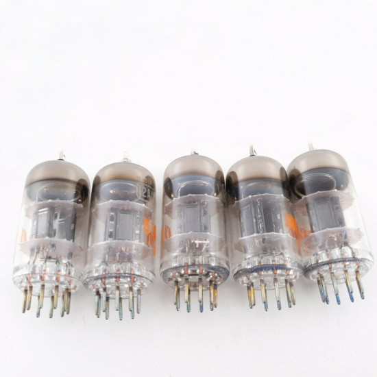 5 X 12AV7 RCA TUBE. BLACK PLATES. COPPER RODS. RED LOGO. CU  ENA