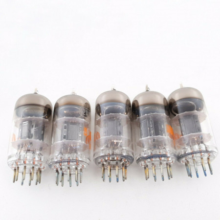 5 X 12AV7 RCA TUBE. BLACK PLATES. COPPER RODS. RED LOGO. CU  ENA