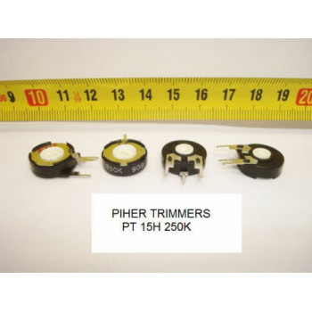 2 x POTENCIOMETROS - TRIMMERS. PIHER PCB PT15H 250 KOhm (15mm. diametro Lineal)