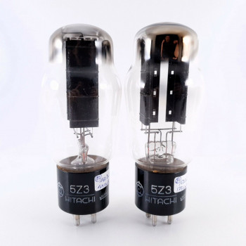 2 X 5Z3 HITACHI TUBE. JAPANESE PROD. BLACK PLATES. DUAL GETTER. NOS/NIB. AC  ENA 2