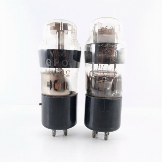 2 X MV42 TUBE. 1940s PROD. CHROME PLATES. OLD RARE TRIODE. CX  ENA