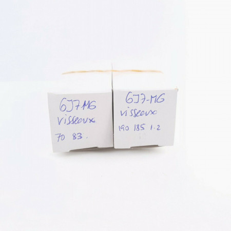 2 X 6J7MG VISSEAUX TUBE. ENGRAVED LOGO. 70/190% CU  ENA