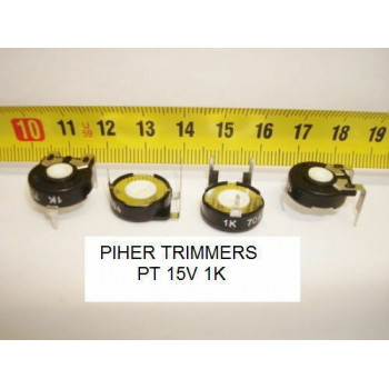 2 x POTENCIOMETROS - TRIMMERS. PIHER PCB PT15V 1 KOhm (15mm. diametro Lineal)