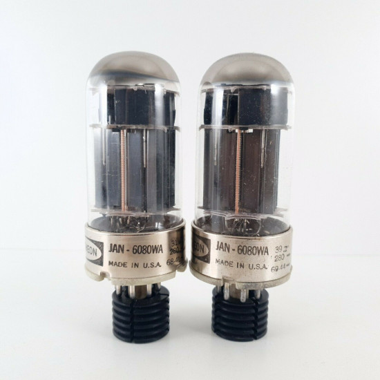 2 X JAN 6080WA RAYTHEON TUBE. BLACK PLATES.1960s PROD. CV  ENA