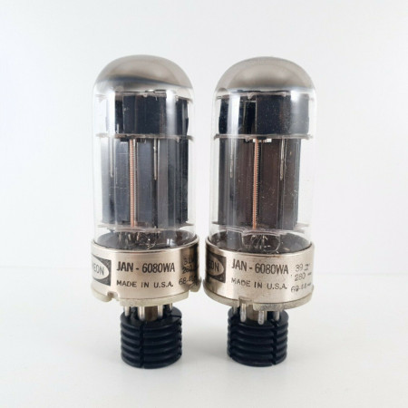 2 X JAN 6080WA RAYTHEON TUBE. BLACK PLATES.1960s PROD. CV  ENA