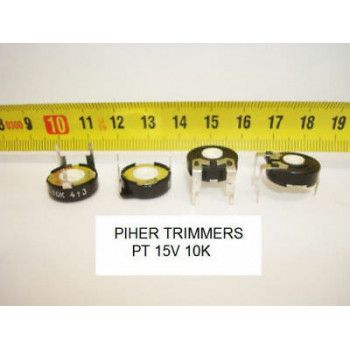 2 x POTENCIOMETROS - TRIMMERS. PIHER PCB PT15V 10 KOhm (15mm. diametro Lineal)