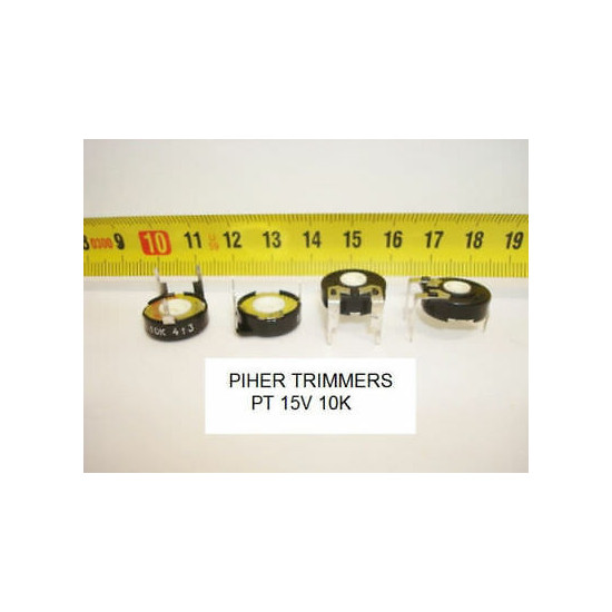 2 x POTENCIOMETROS - TRIMMERS. PIHER PCB PT15V 10 KOhm (15mm. diametro Lineal)