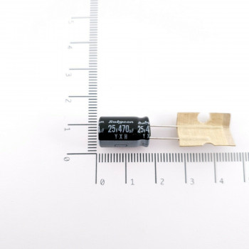 1 x 470uF 25V 105ºC ELECTROLYTIC RUBYCON CAPACITOR. CA383U94F170621