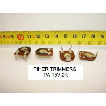 2 x POTENCIOMETROS - TRIMMERS. PIHER PCB PA15V 2 KOhm (15mm. diametro Lineal)
