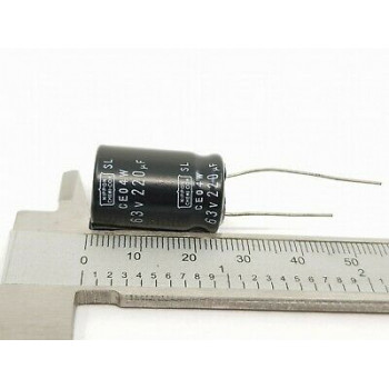 ELECTROLYTIC CAPACITOR CHEMI-CON 220uF 63V NOS 2PC. CA256U6F090321