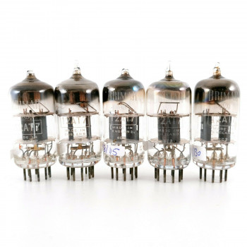 5 X ECC81 / 12AT7 TUBE. BRIMAR BRAND. TILTED SQUARE GETTER.  CA  ENA 2