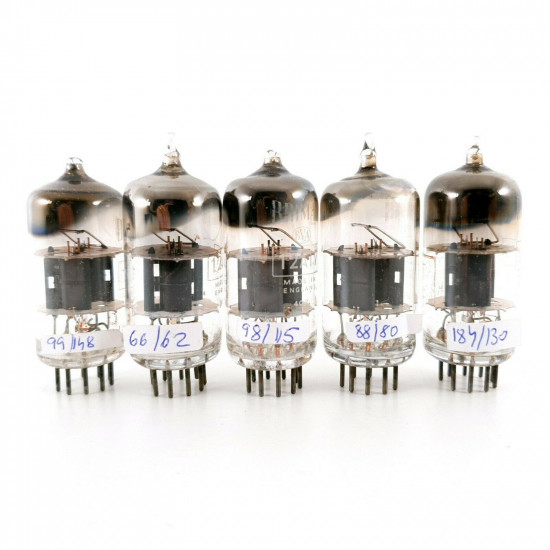 5 X ECC81 / 12AT7 TUBE. BRIMAR BRAND. TILTED SQUARE GETTER.  CA  ENA
