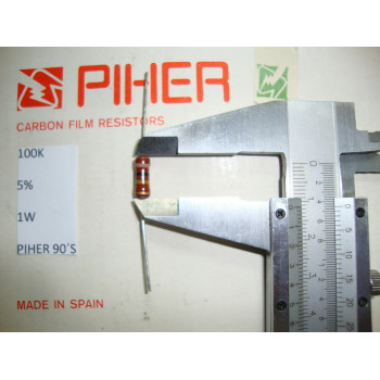 VINTAGE PIHER RESISTOR. 1W 100K 5% *1 PC* NEW ORIGINAL 1990´S+. C788