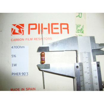 VINTAGE PIHER RESISTOR. 1W 470Ohm 470R 5% *1 PC* NEW ORIGINAL 1990´S+  RC743